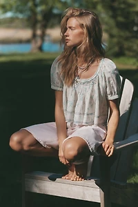 Pilcro Cotton-Blend Puff-Sleeve Crop Blouse