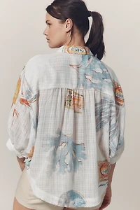 Pilcro Batwing Printed Buttondown Shirt