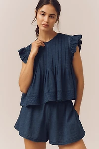 The  Jade Denim Swing Top by Pilcro