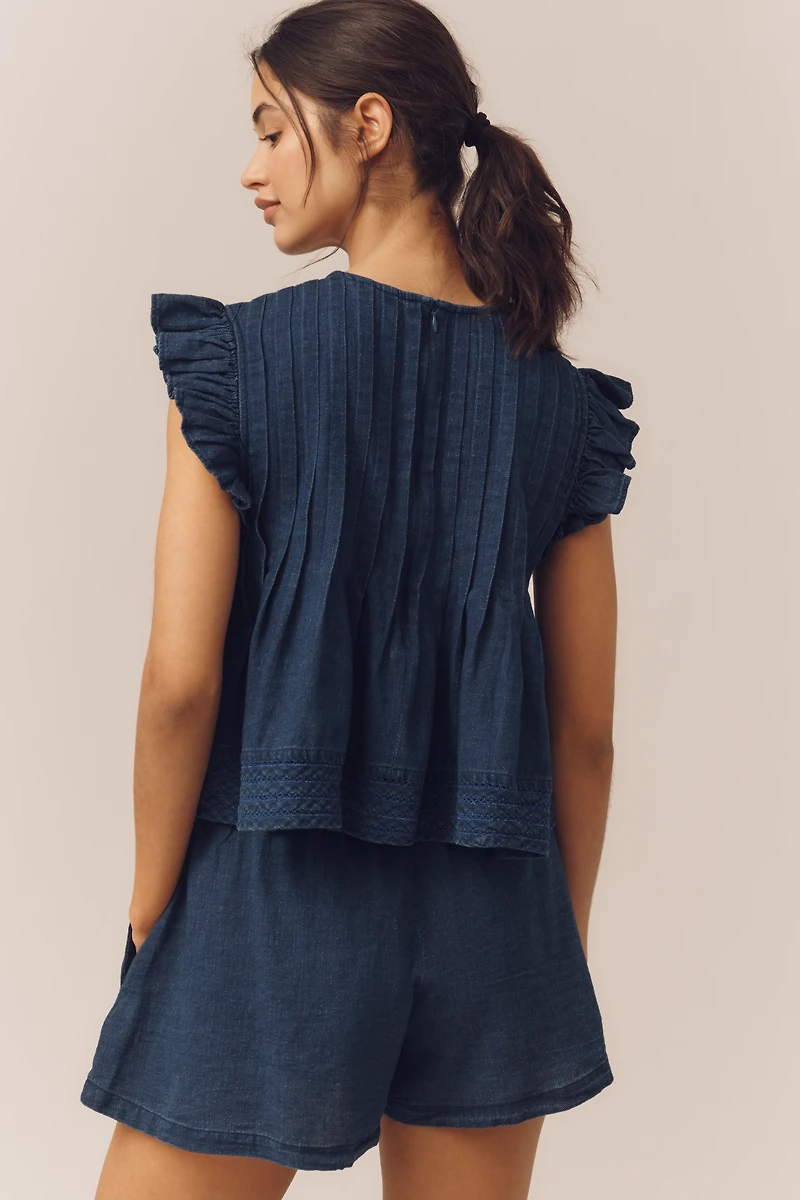 The  Jade Denim Swing Top by Pilcro