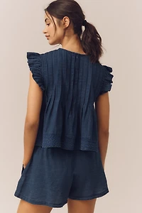 The  Jade Denim Swing Top by Pilcro