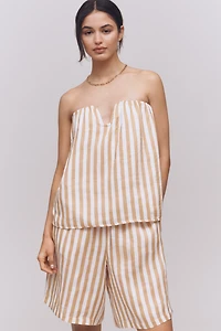 Maeve Strapless Linen Structured Striped Top