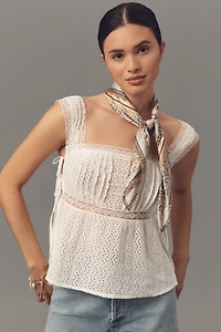 Pilcro Square-Neck Cotton Pintuck Blouse
