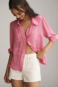 Danielle Kroll x Maeve Sheer Chiffon Buttondown Shirt