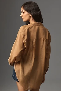 By Anthropologie Long-Sleeve Sheer Buttondown Shirt