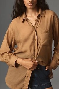 By Anthropologie Long-Sleeve Sheer Buttondown Shirt