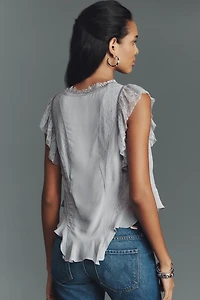 By Anthropologie Lace V-Neck Blouse