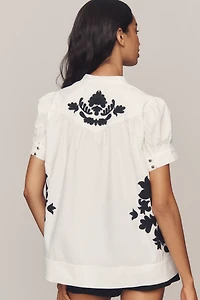 By Anthropologie Embroidered Swing Blouse