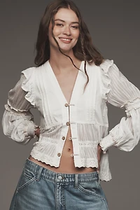 Pilcro Twofer Ruffled Peasant Blouse
