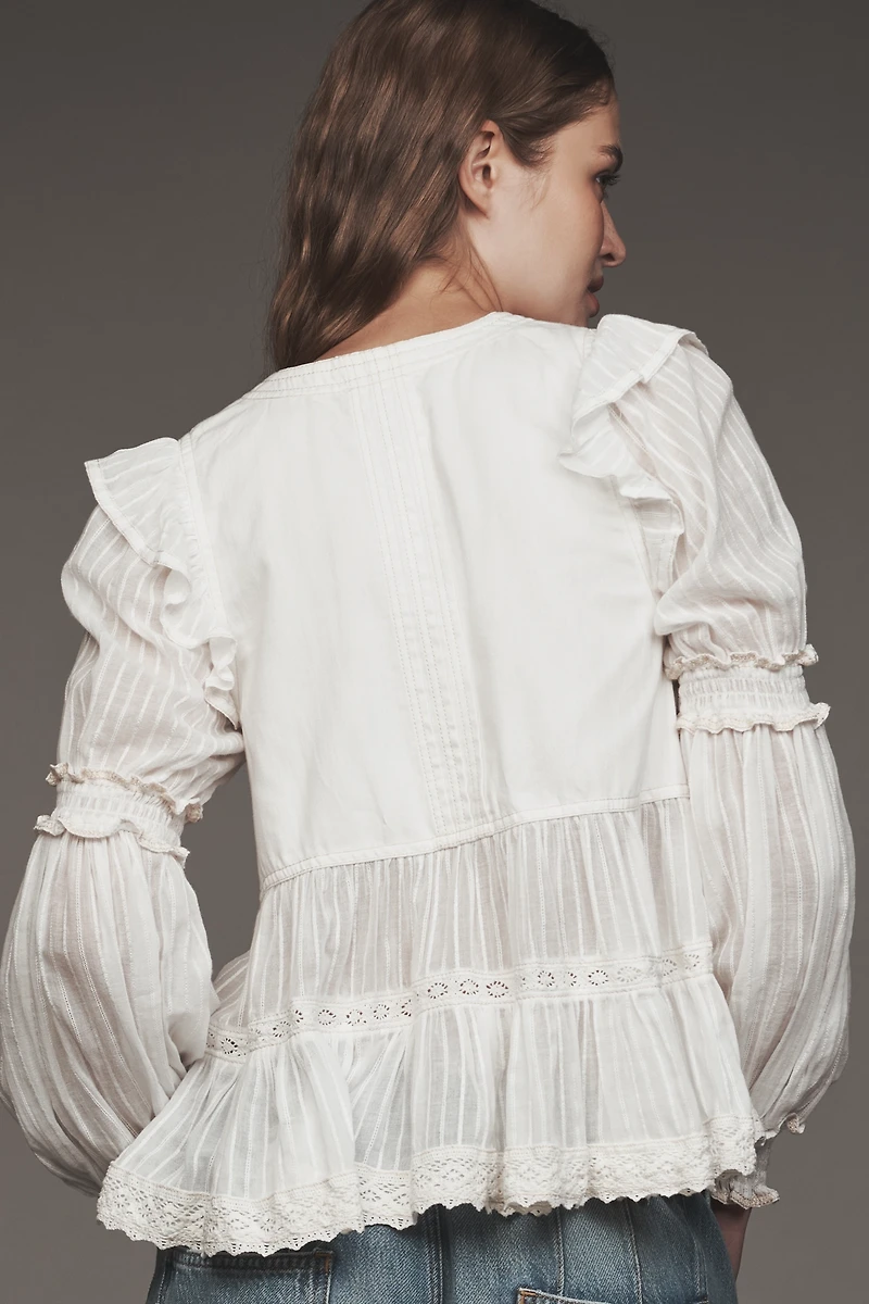 Pilcro Twofer Ruffled Peasant Blouse