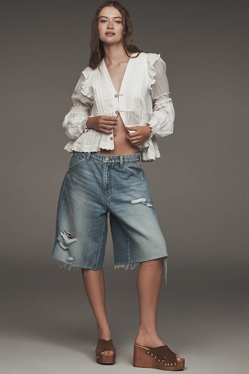 Pilcro Twofer Ruffled Peasant Blouse