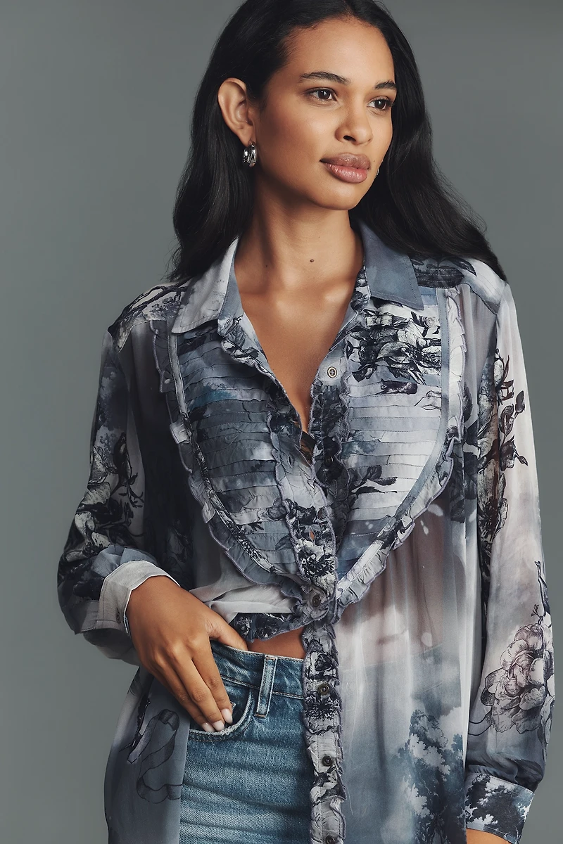 Pilcro Chiffon Buttondown Blouse