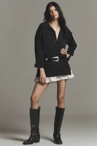 Pilcro Long-Sleeve Oversized Washed Henley Top
