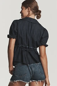 The Keira Denim Waisted Blouse by Pilcro