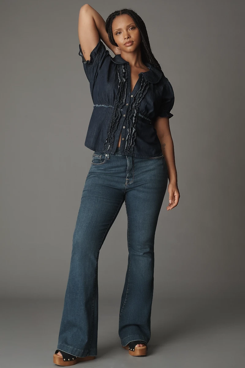 The Keira Denim Waisted Blouse by Pilcro