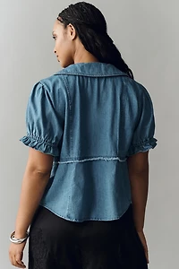 The Keira Denim Waisted Blouse by Pilcro