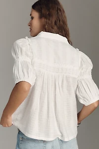 Pilcro Puff-Sleeve Swing Blouse