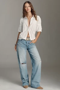 Pilcro Puff-Sleeve Swing Blouse