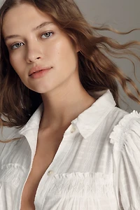 Pilcro Puff-Sleeve Swing Blouse