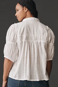 Pilcro Puff-Sleeve Swing Blouse