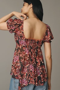 By Anthropologie Ruffled Asymmetric Sweetheart Top