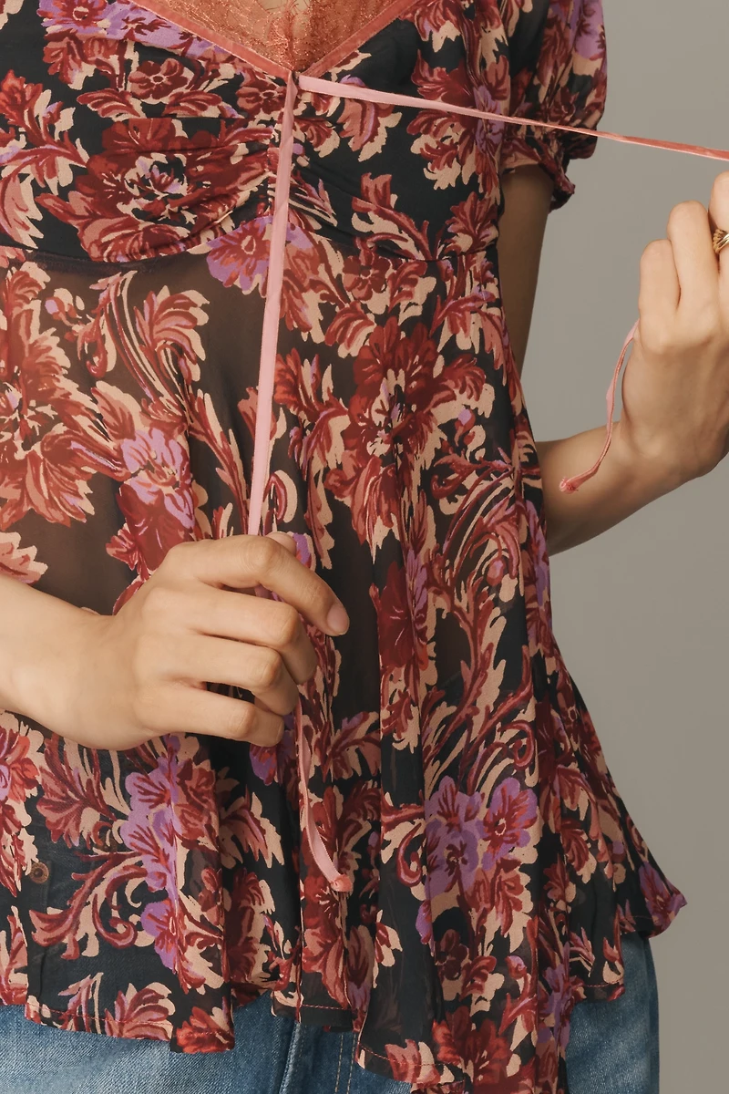 By Anthropologie Ruffled Asymmetric Sweetheart Top