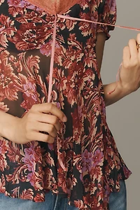 By Anthropologie Ruffled Asymmetric Sweetheart Top