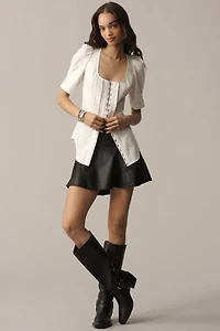 By Anthropologie Puff-Sleeve Bustier Blouse