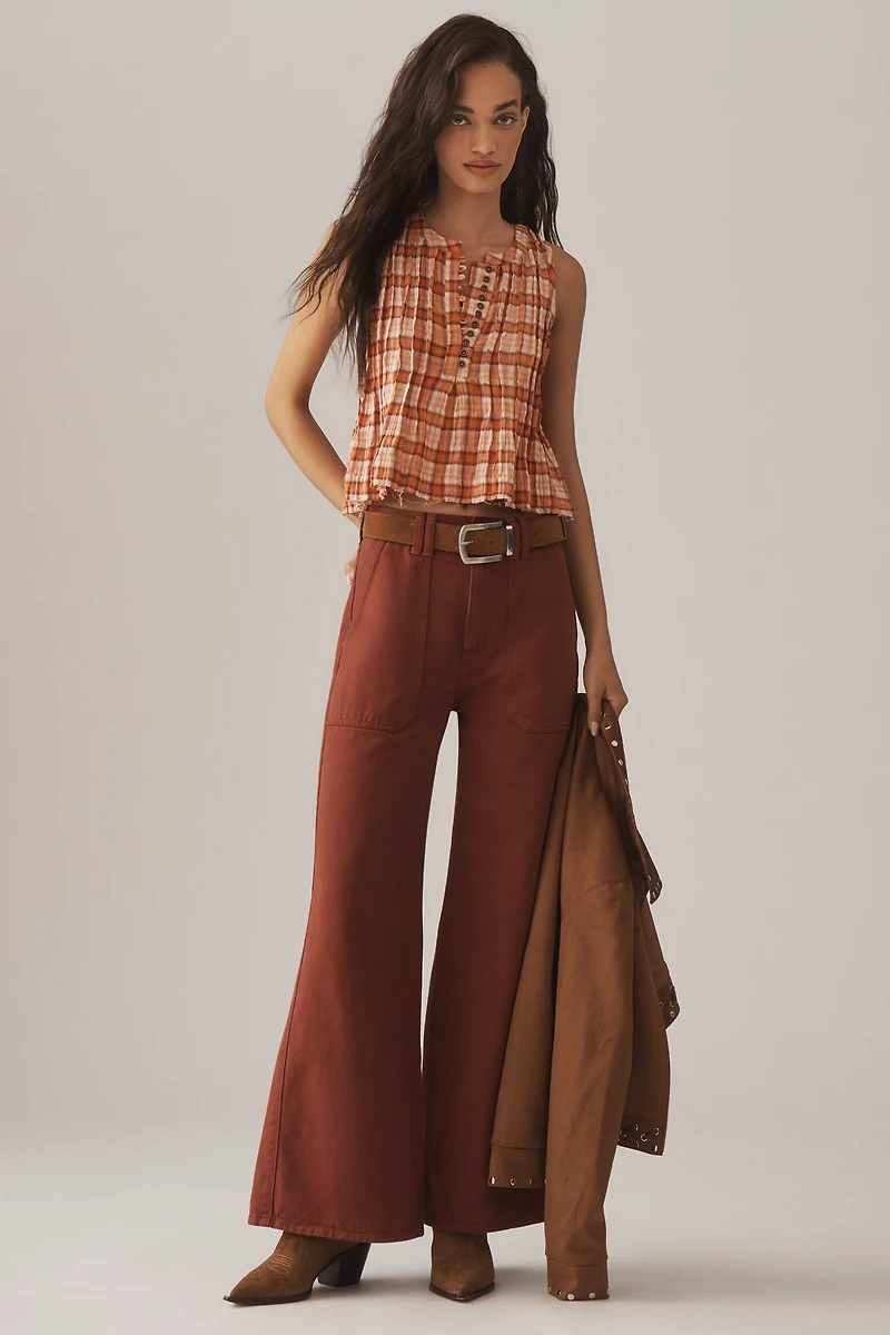 The Lottie Plaid Pleated Tank
