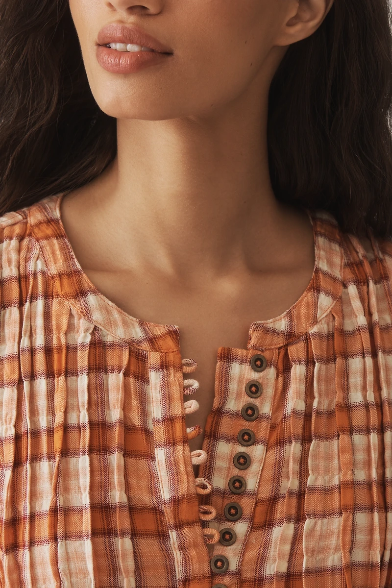 The Lottie Plaid Pleated Tank