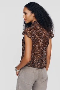 By Anthropologie Sheer Tie-Neck Blouse