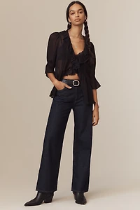 By Anthropologie Sheer Ruffle Blouse