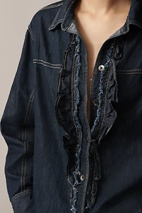 Pilcro Denim Ruffle Buttondown Tunic