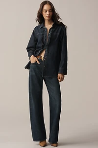 Pilcro Denim Ruffle Buttondown Tunic