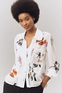 Danielle Kroll x Maeve Sheer Chiffon Buttondown Shirt