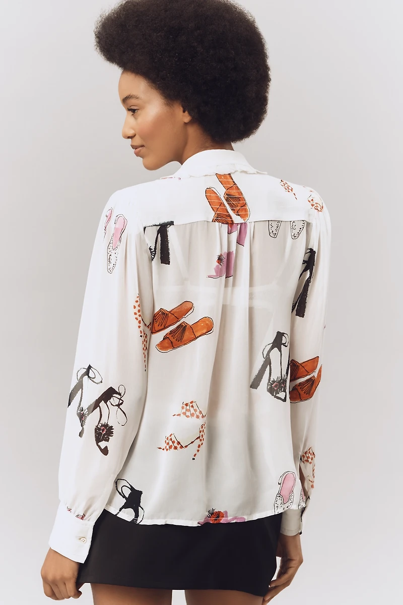 Danielle Kroll x Maeve Sheer Chiffon Buttondown Shirt