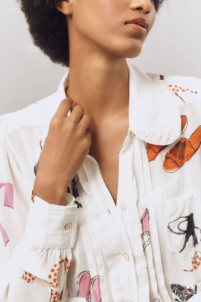 Danielle Kroll x Maeve Sheer Chiffon Buttondown Shirt