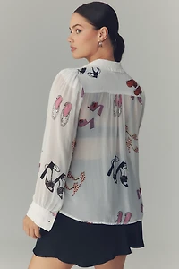 Danielle Kroll x Maeve Sheer Chiffon Buttondown Shirt