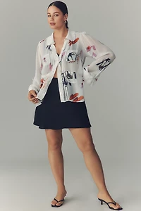 Danielle Kroll x Maeve Sheer Chiffon Buttondown Shirt