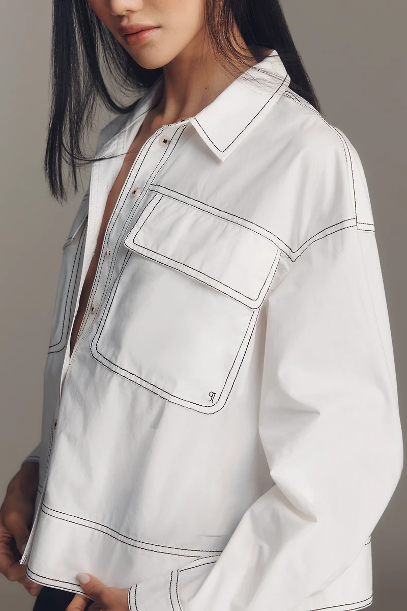 Pilcro Long-Sleeve Top-Stitch Buttondown Shirt