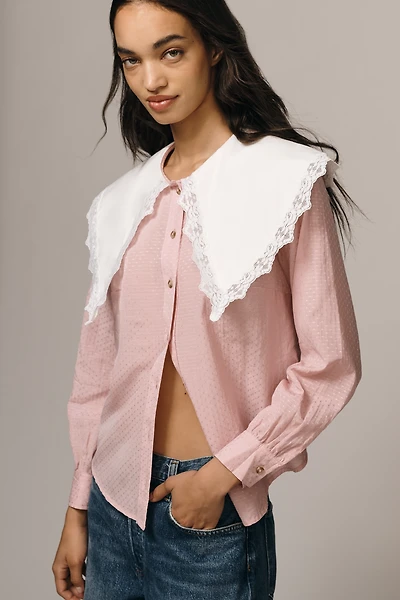 By Anthropologie Oversized Collar Blouse
