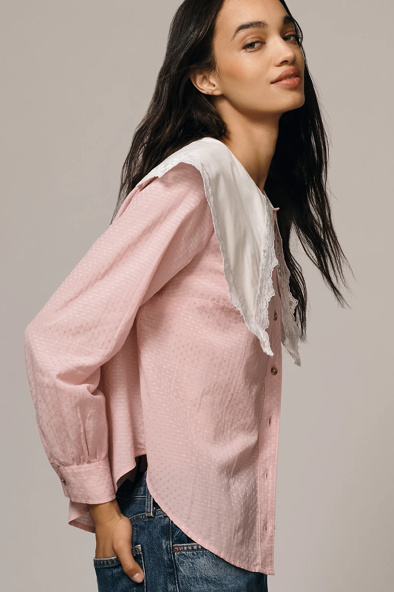 By Anthropologie Oversized Collar Blouse