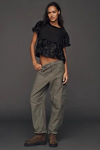 By Anthropologie Short-Sleeve Velvet Burnout Swing Top