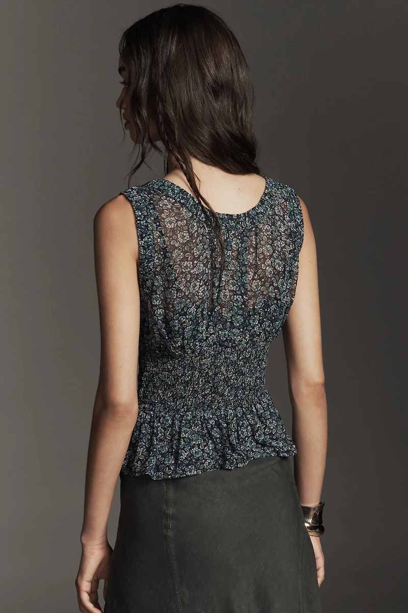 By Anthropologie Smocked Chiffon Tank Top