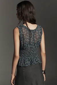 By Anthropologie Smocked Chiffon Tank Top