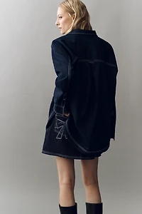 Pilcro Denim Long-Sleeve Embroidered Bow Buttondown Shirt