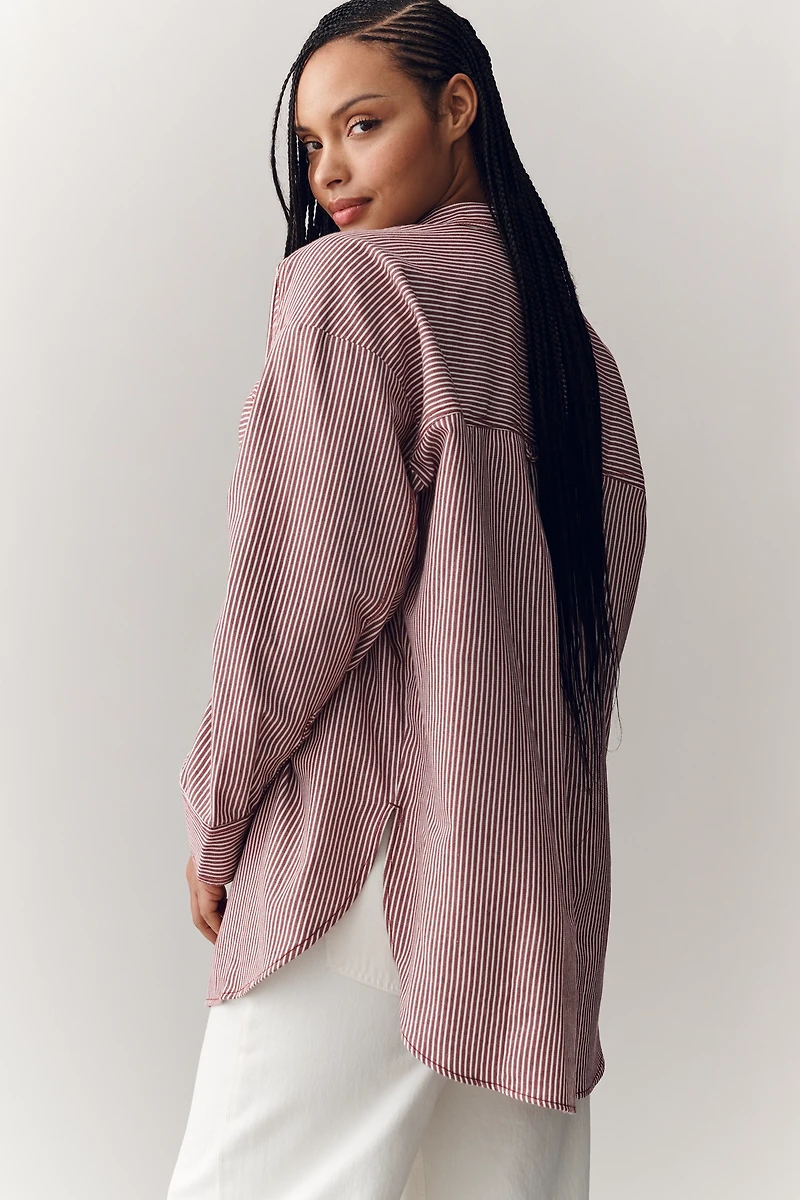 Pilcro Heart Pocket Long-Sleeve Buttondown Shirt