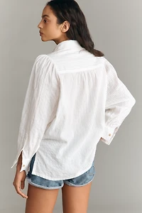Pilcro Pintucked Long-Sleeve Buttondown Tunic