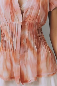 By Anthropologie Waisted Puff Sleeve Top