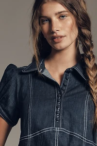 Pilcro Denim Puff Sleeve Top